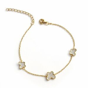925 Sterling Silver Gold Vermeil CZ Butterfly Bracelet | Dainty Adjustable